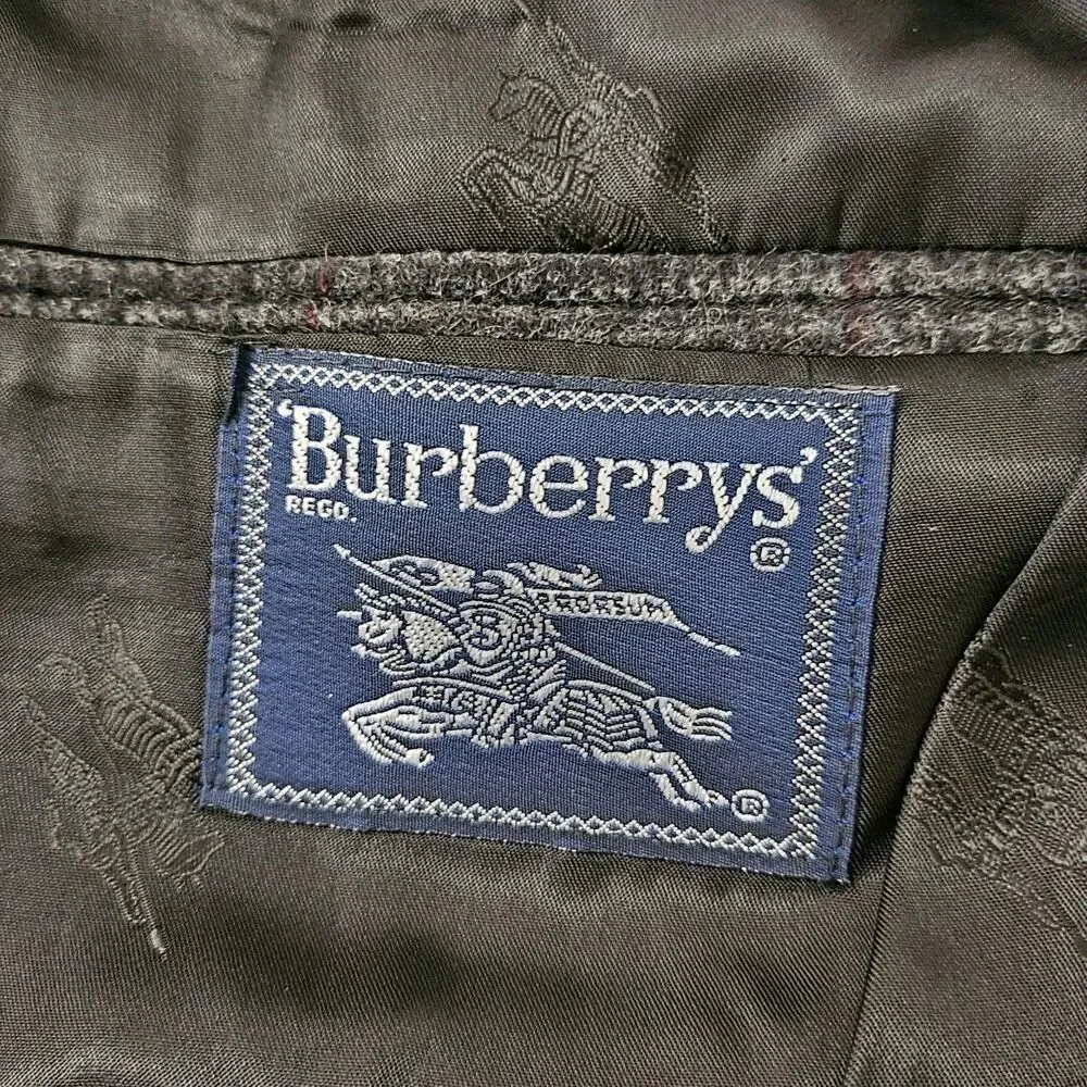 Burberry Blazer Jacket 46R XL Pure Camel Hair Wiedemans Dark Gray Plaid‎ Vintage